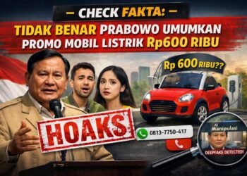 Check Fakta: Tidak Benar Prabowo Umumkan Promo Mobil Listrik Rp600 Ribu