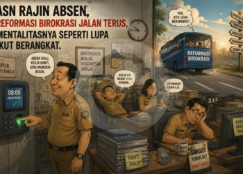 ASN Rajin Absen, Reformasi Birokrasi Jalan Terus, Mentalitasnya Seperti Lupa Ikut Berangkat.