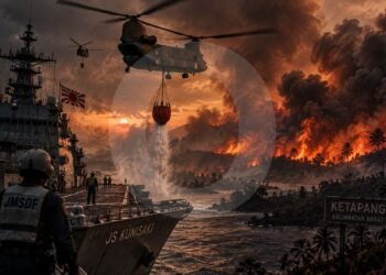 JS Kunisaki Bergerak ke Ketapang, Chinook Jepang Buru Karhutla
