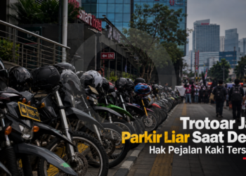 Trotoar Jadi Parkir Liar Saat Demo, Hak Pejalan Kaki Tersingkir